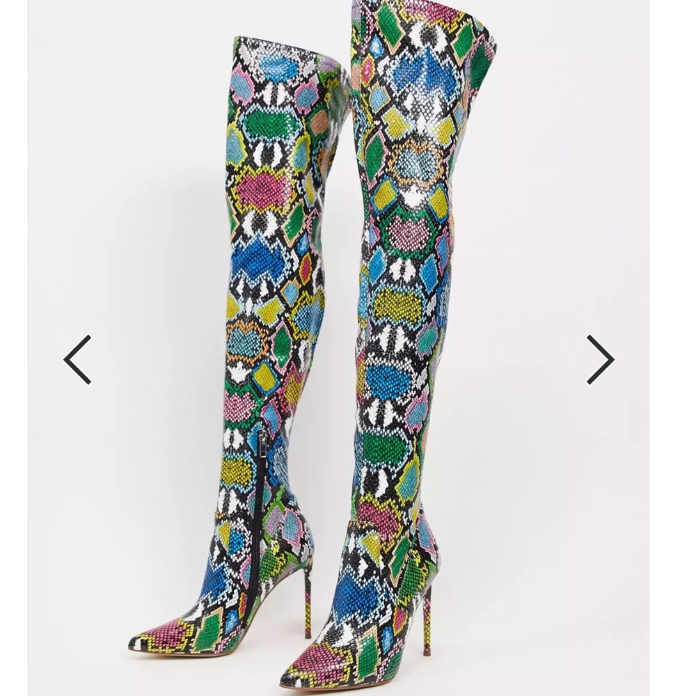 Steve Madden Viktory thigh high boot bright snake